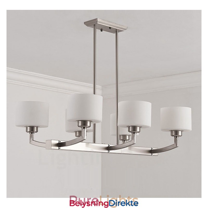 6 Lys Moderne Krom Anhengslampe Innendørs Lysekrone Hjem Hengende Belysning Lamper Armaturer Med Glassskjermer