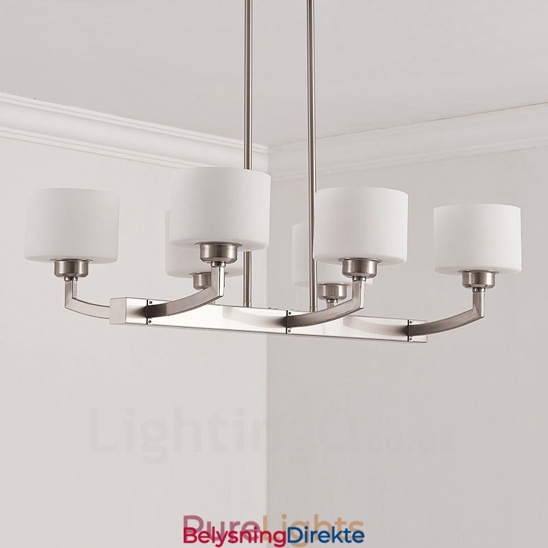 6 Lys Moderne Krom Anhengslampe Innendørs Lysekrone Hjem Hengende Belysning Lamper Armaturer Med Glassskjermer