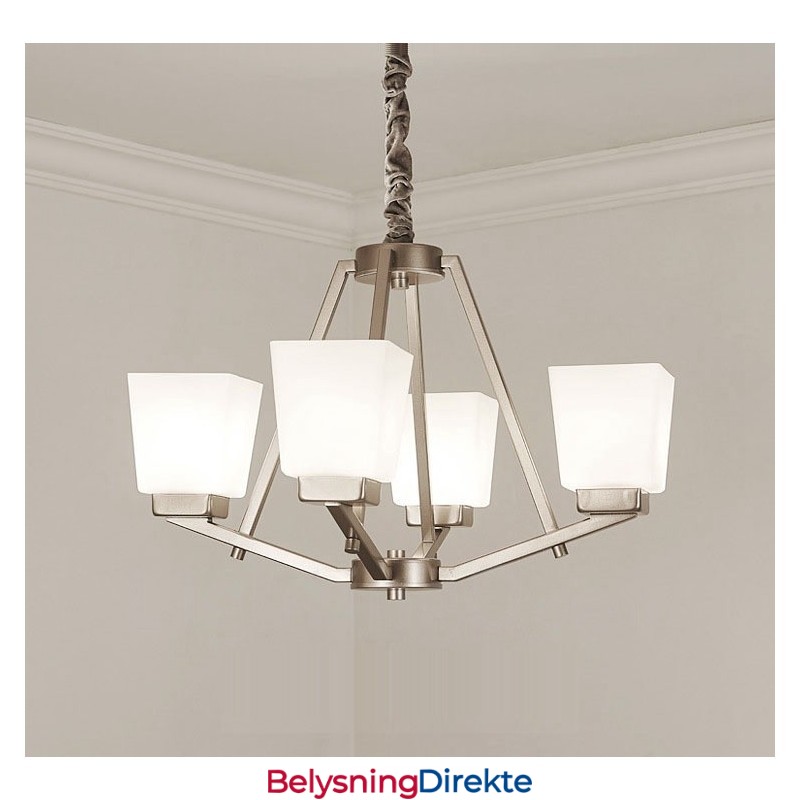 4 Lys Forkrommede Pendellamper Til Innendørs Bruk, Moderne Lysekrone, Hengende Belysning, Lamper Med Glassskjermer