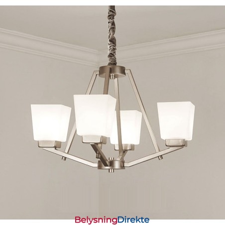 4 Lys Forkrommede Pendellamper Til Innendørs Bruk, Moderne Lysekrone, Hengende Belysning, Lamper Med Glassskjermer