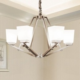 6 Lys Forkrommede Pendellamper Til Innendørs Bruk, Moderne Lysekrone, Hengende Belysning, Lamper Med Glassskjermer