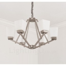 6 Lys Forkrommede Pendellamper Til Innendørs Bruk, Moderne Lysekrone, Hengende Belysning, Lamper Med Glassskjermer