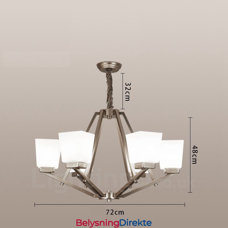 6 Lys Forkrommede Pendellamper Til Innendørs Bruk, Moderne Lysekrone, Hengende Belysning, Lamper Med Glassskjermer