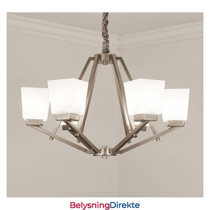 6 Lys Forkrommede Pendellamper Til Innendørs Bruk, Moderne Lysekrone, Hengende Belysning, Lamper Med Glassskjermer