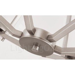 6 Lys Forkrommede Pendellamper Til Innendørs Bruk, Moderne Lysekrone, Hengende Belysning, Lamper Med Glassskjermer