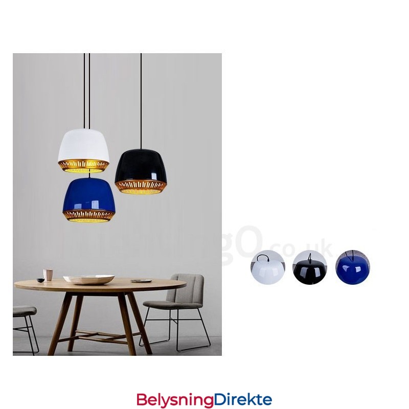 Moderne Og Samtids Pendellampe Med 1 Lys Med Svart, Hvit, Rød, Blå Skjerm