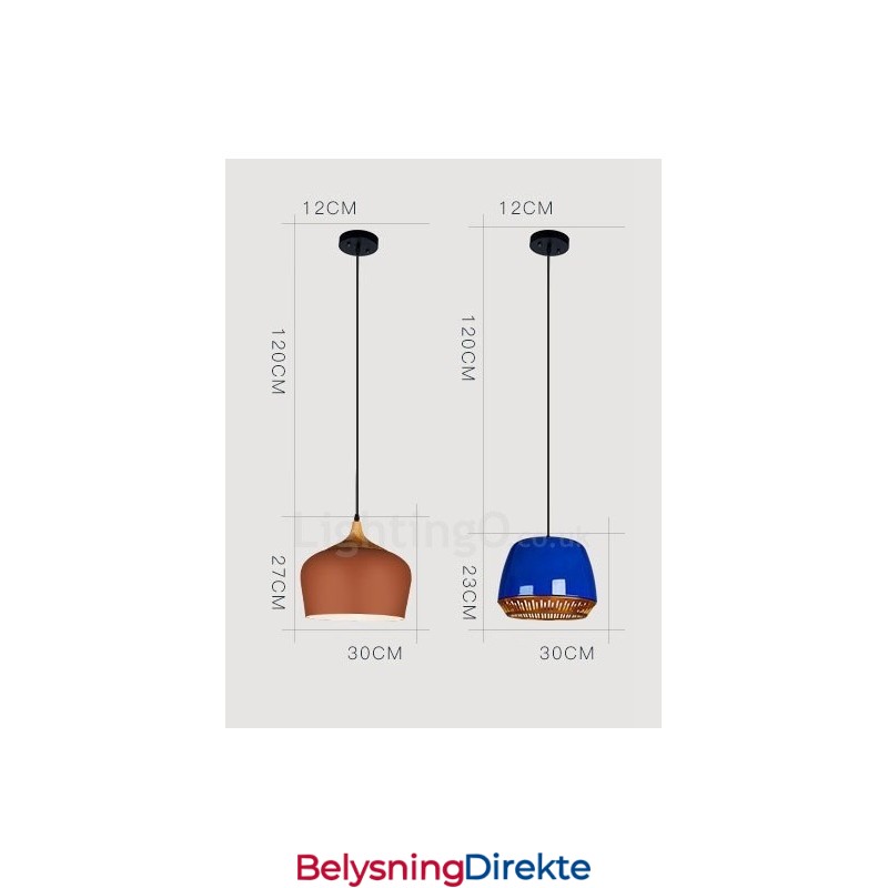 Moderne Og Samtids Pendellampe Med 1 Lys Med Svart, Hvit, Rød, Blå Skjerm