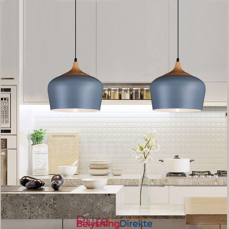 1 Lys Moderne Samtidskunst Pendellampe Med Hvit Rød Blå Skjerm