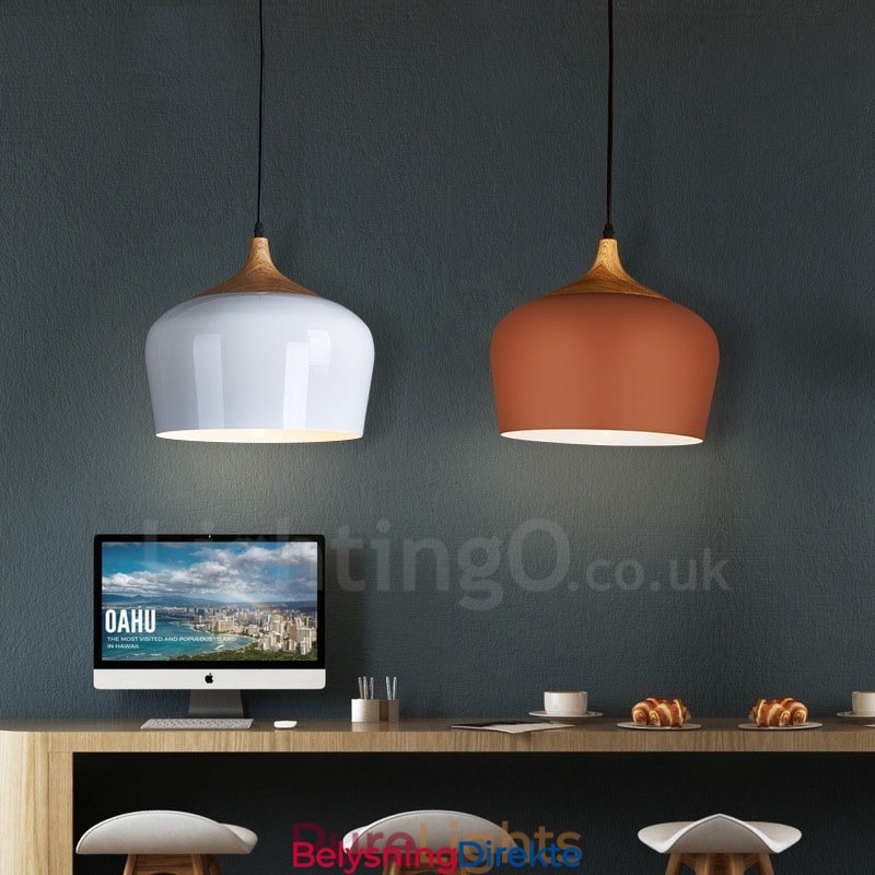 1 Lys Moderne Samtidskunst Pendellampe Med Hvit Rød Blå Skjerm