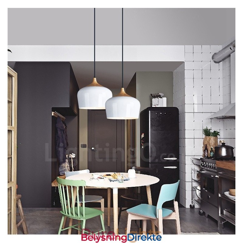 1 Lys Moderne Samtidskunst Pendellampe Med Hvit Rød Blå Skjerm