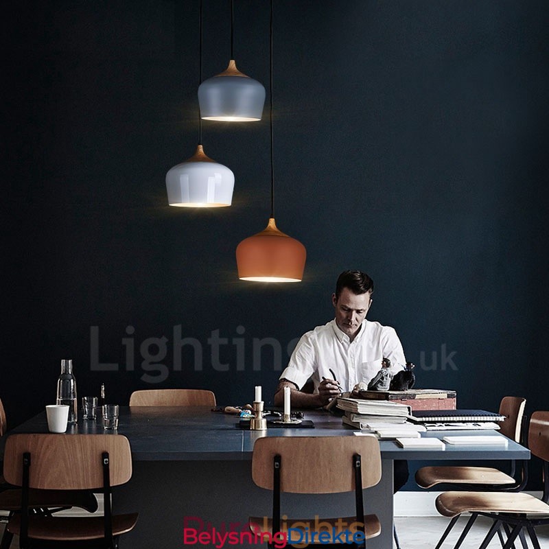 1 Lys Moderne Samtidskunst Pendellampe Med Hvit Rød Blå Skjerm