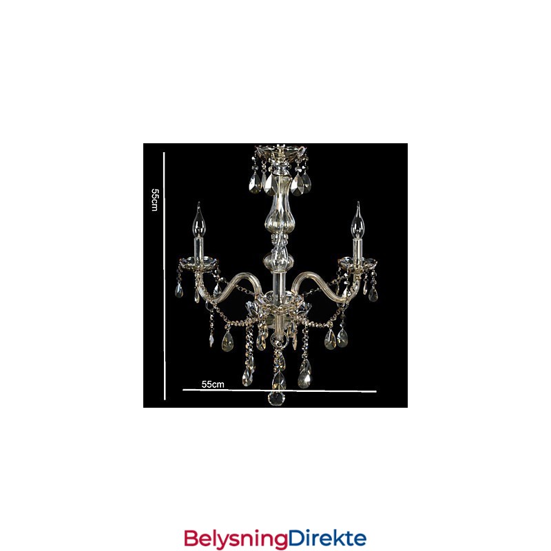 Luksuriøs Krystalllysekrone Med 3 Lys I Konjakkfarget K9 Krystalllysekrone