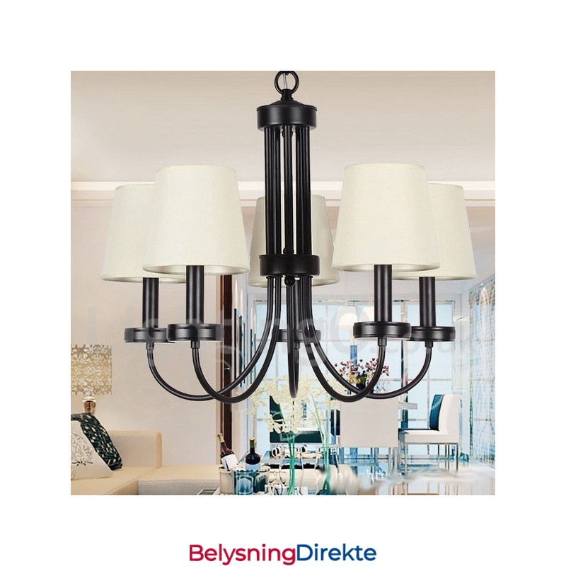 5-Lyss Retro Moderne Lysekrone I Svart Stearinlysstil