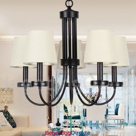 5-Lyss Retro Moderne Lysekrone I Svart Stearinlysstil