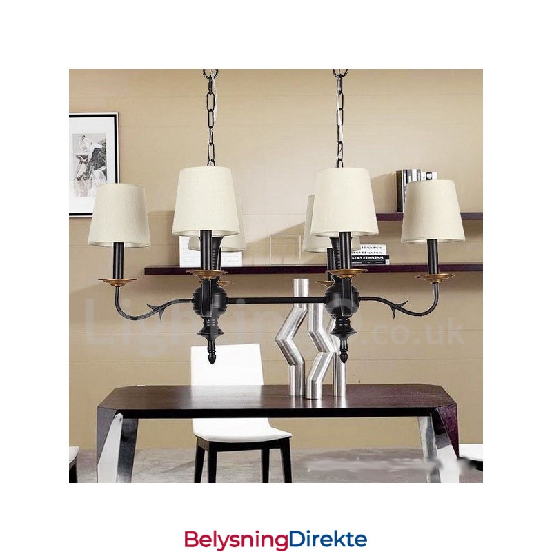 Rustikk Retro Lysekrone I Svart Med 6 Lys