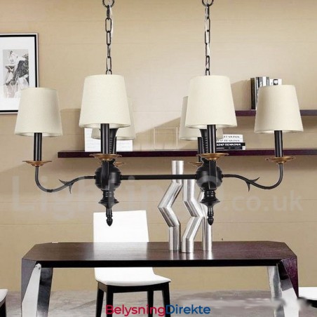 Rustikk Retro Lysekrone I Svart Med 6 Lys