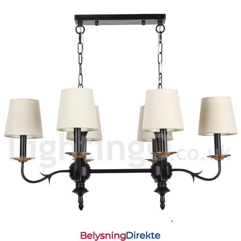 Rustikk Retro Lysekrone I Svart Med 6 Lys