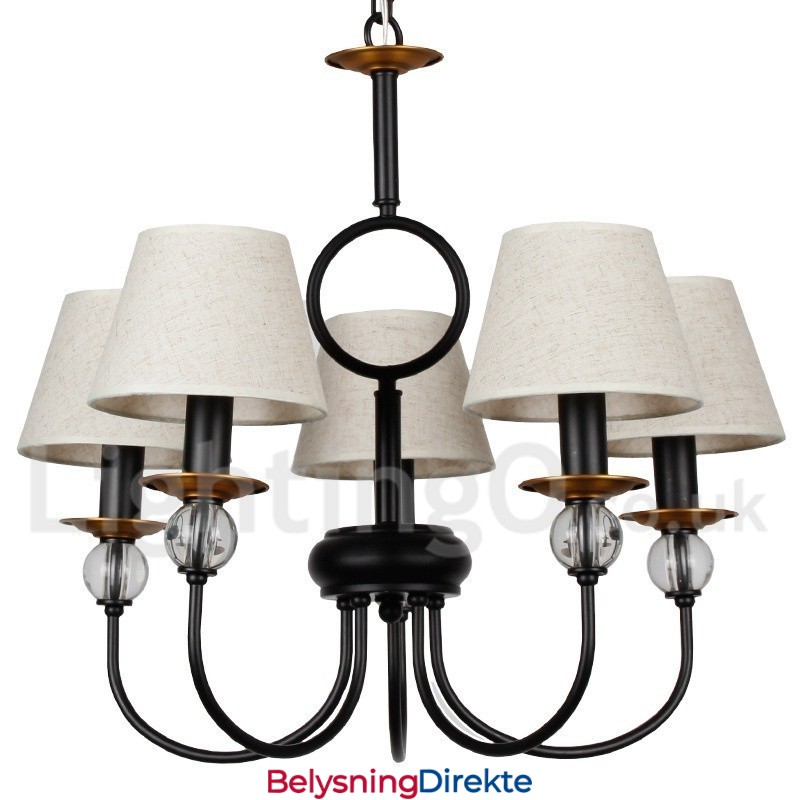 5-Lyss Rustikk Retro Svart Middelhavsstil Moderne Lysekrone Med Stearinlys