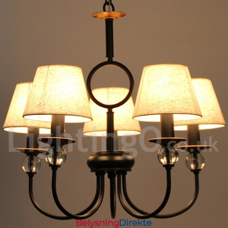 5-Lyss Rustikk Retro Svart Middelhavsstil Moderne Lysekrone Med Stearinlys