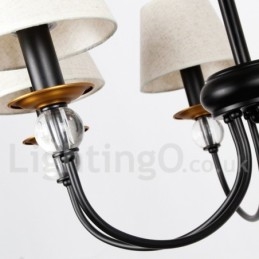 5-Lyss Rustikk Retro Svart Middelhavsstil Moderne Lysekrone Med Stearinlys