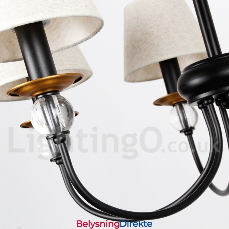 5-Lyss Rustikk Retro Svart Middelhavsstil Moderne Lysekrone Med Stearinlys