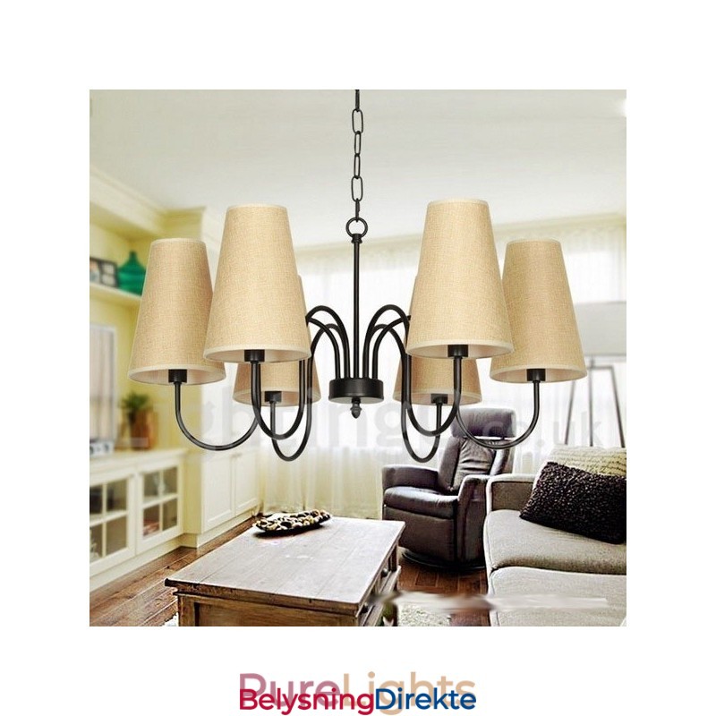 6 Lys Retro Moderne Lysekrone I Stearinlysstil