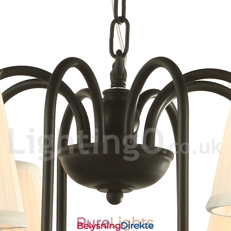 3-Lyss Svart Retro Lysekrone I Stearinlysstil