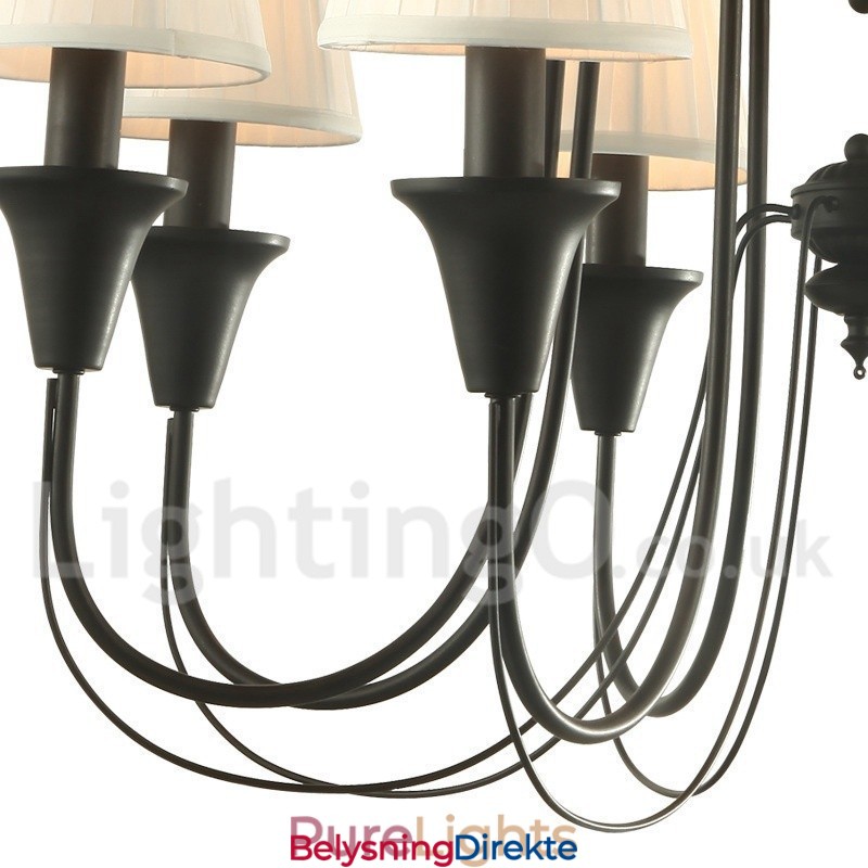 3-Lyss Svart Retro Lysekrone I Stearinlysstil