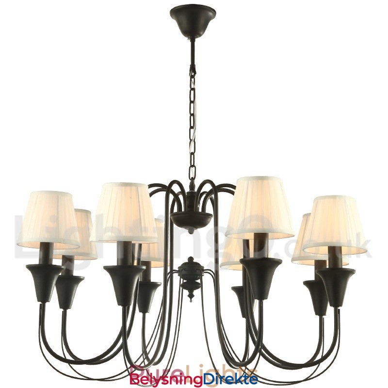 8-Lyss Svart Retro Lysekrone I Stearinlysstil