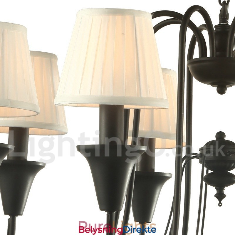 8-Lyss Svart Retro Lysekrone I Stearinlysstil