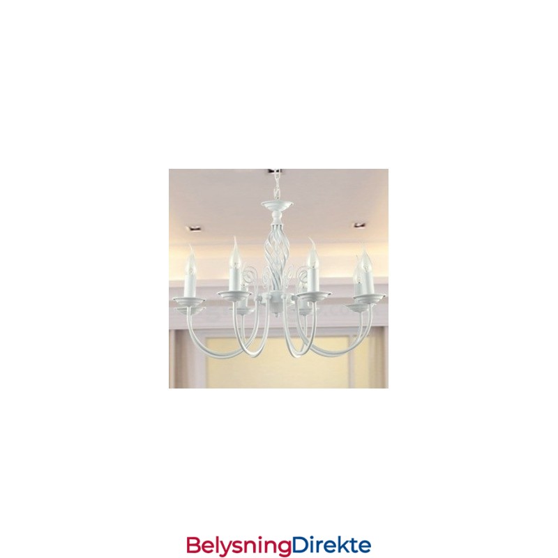 8 Lys Moderne Retro Hvit Lysekrone I Stearinlysstil