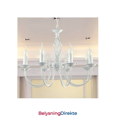 8 Lys Moderne Retro Hvit Lysekrone I Stearinlysstil