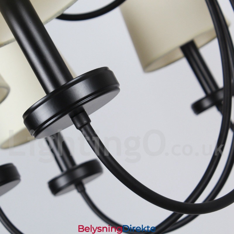 8-Lyss Retro Moderne Lysekrone I Svart Stearinlysstil