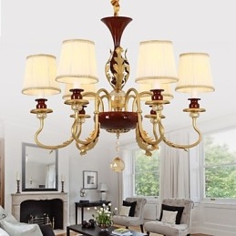 Krystalllysekrone Med 6 Lys, Motemaleri, Metall