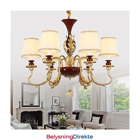 Krystalllysekrone Med 6 Lys, Motemaleri, Metall