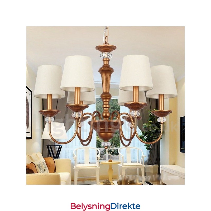 Rustikk Svart Retro Lysekrone Med 6 Lys