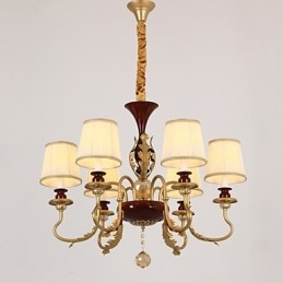 Krystalllysekrone Med 6 Lys, Motemaleri, Metall