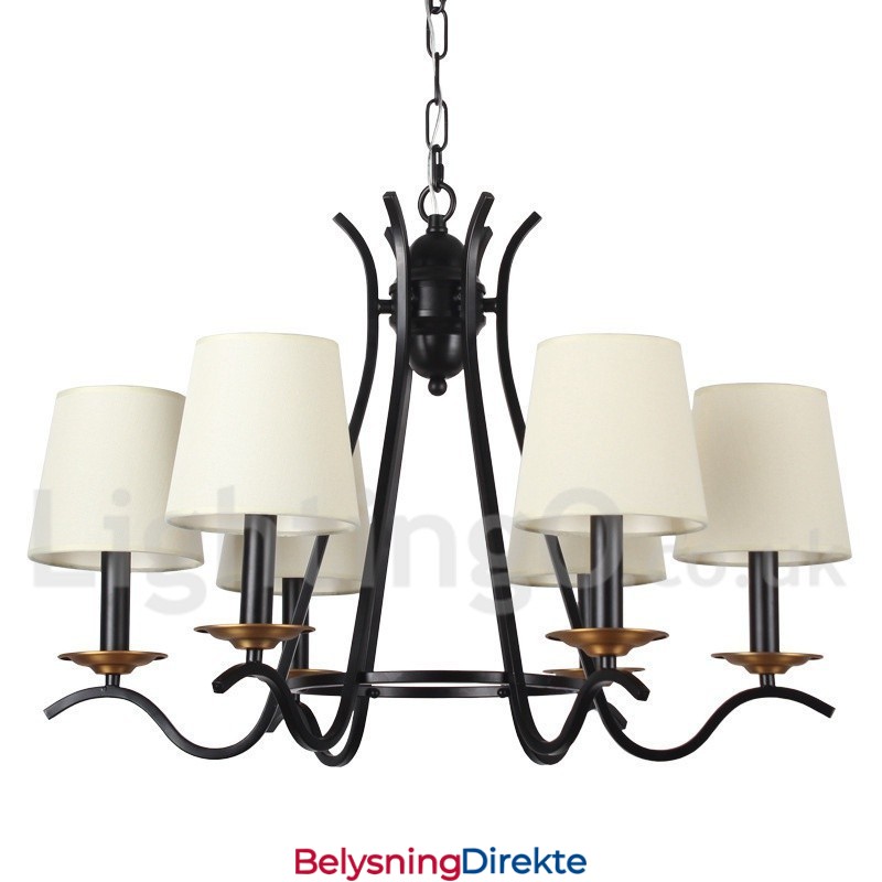 6 Lys Svart Retro Moderne Lysekrone I Stearinlysstil