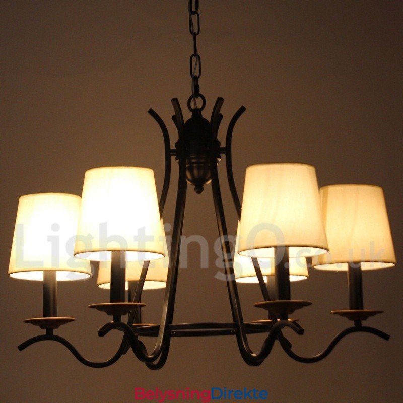 6 Lys Svart Retro Moderne Lysekrone I Stearinlysstil