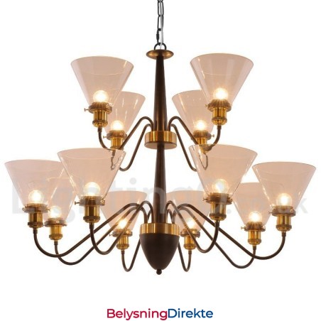 12-Lyss Rustikk Retro Svart 2-Etasjes Stor Lysekrone I Stearinlysstil