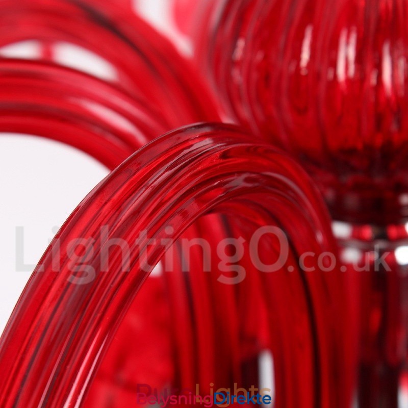 8 Lys Rød K9 Krystalllysekrone I Stearinlysstil