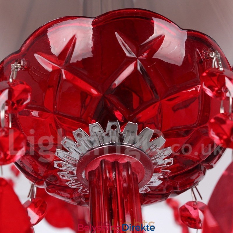 8 Lys Rød K9 Krystalllysekrone I Stearinlysstil