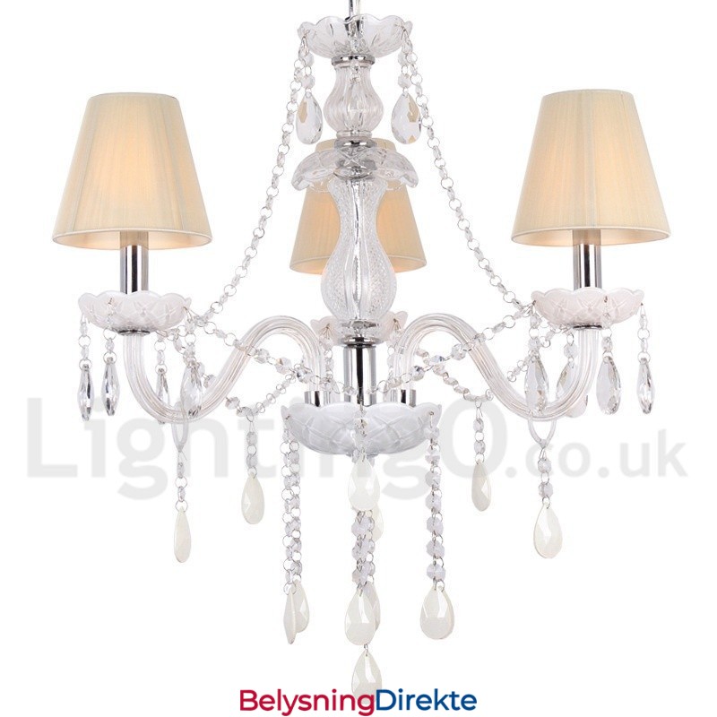 3-Lys Hvit K9 Krystalllysekrone I Stearinlysstil