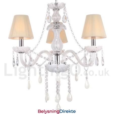 3-Lys Hvit K9 Krystalllysekrone I Stearinlysstil