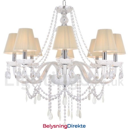 8 Lys Hvit K9 Krystalllysekrone I Stearinlysstil