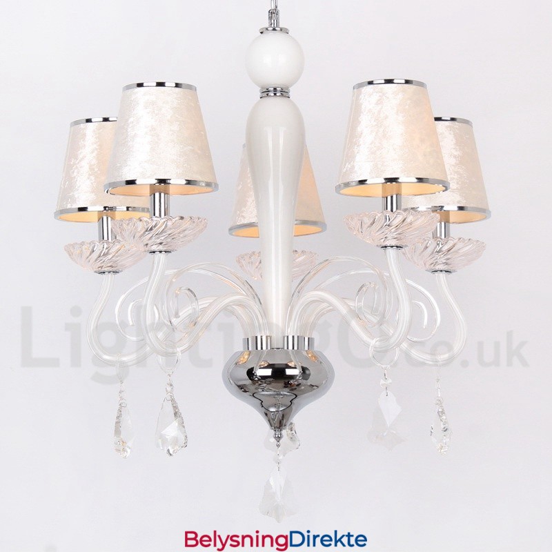 5-Lys Hvit Moderne K9 Krystalllysekrone I Stearinlysstil