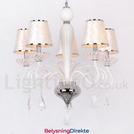 5-Lys Hvit Moderne K9 Krystalllysekrone I Stearinlysstil