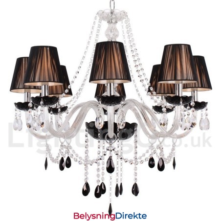 8 Lys Moderne Svart Lysekrone I Børstet K9 Krystall Med Stearinlys
