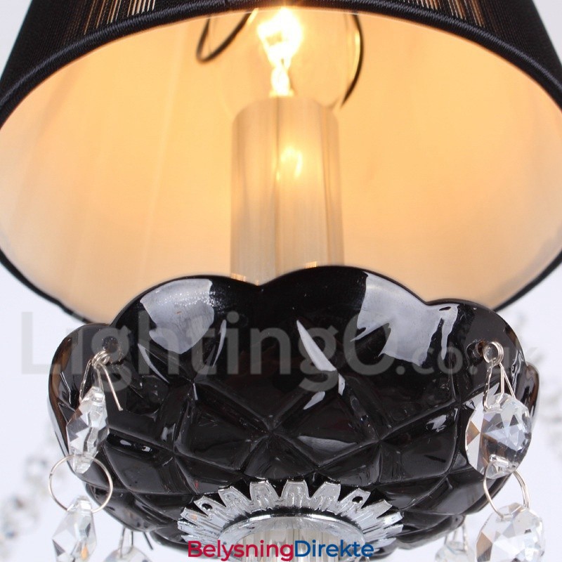 8 Lys Moderne Svart Lysekrone I Børstet K9 Krystall Med Stearinlys