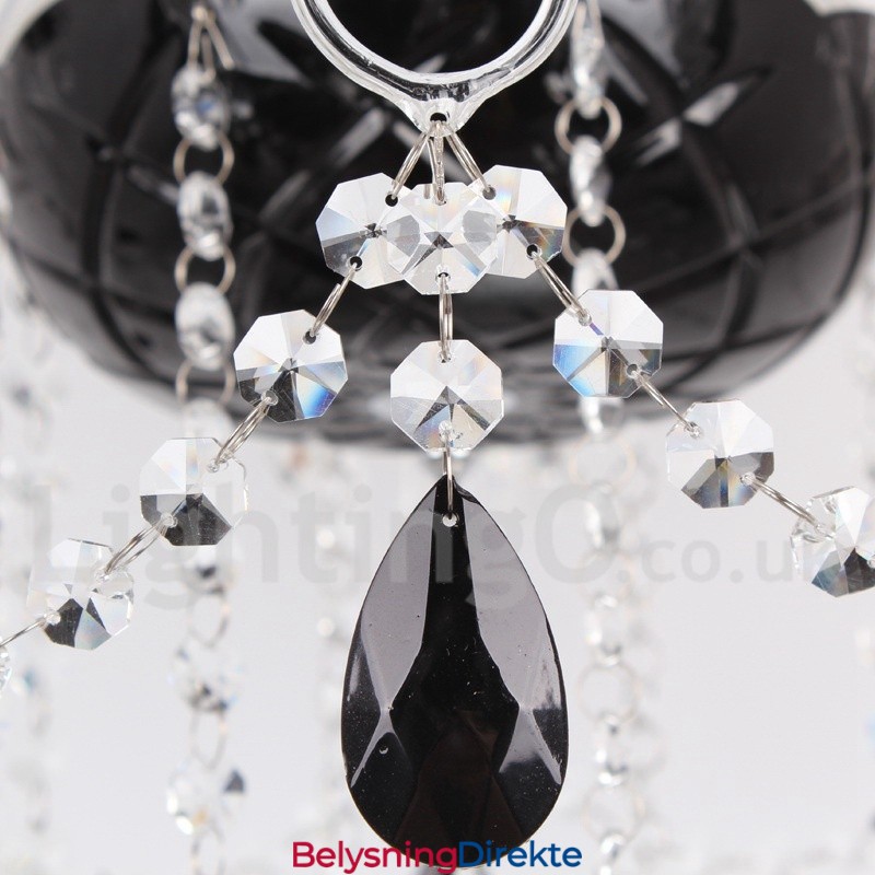 8 Lys Moderne Svart Lysekrone I Børstet K9 Krystall Med Stearinlys